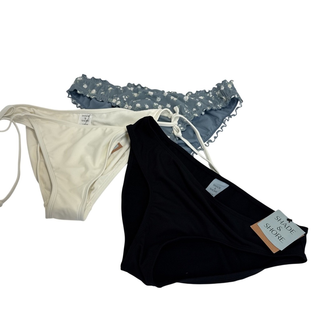 Nwt Shade & Shore Target Bikini Bottoms Lot Of 3 Size‎ Large Black White Floral